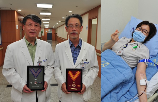 헌혈유공자 및 헌혈모습.