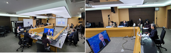 정은경 질병관리청 청장과 앤서니 파우치 미국 국립알레르기·감염병연구소장이 29일 화상회의를 열고 감염병 분야 연구 협력과 코로나19 대응 및 향후 협력 방안을 논의하고 있다. 2020.12.30 / 사진=[질병관리청 제공]