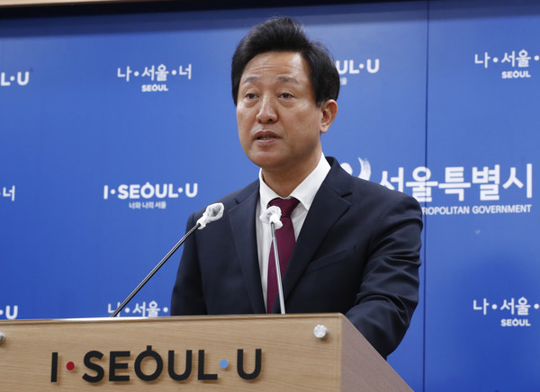 오세훈 서울시장이 27일 오후 서울시청 브리핑룸에서 광화문광장 조성 관련 입장을 발표하고 있다. 2021.04.27 / 사진=[뉴시스]