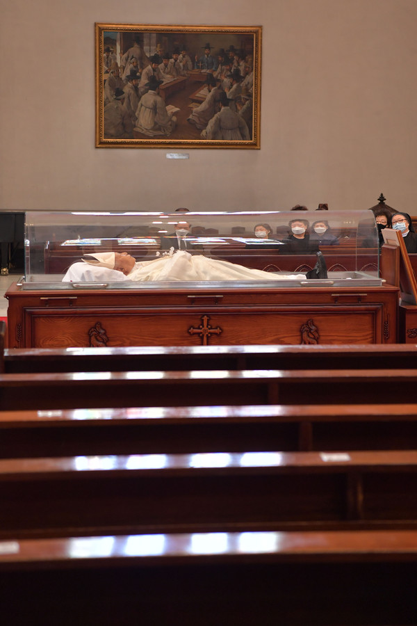 28일 서울 명동성당에서 선종한 정진석 추기경이 안치돼 있다.2021.04.28 / 사진=[공동취재사진]