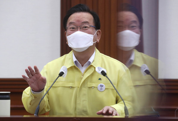 김부겸 국무총리가 24일 오전 서울 종로구 정부서울청사에서 열린 코로나19 중앙재난안전대책본부(중대본) 회의를 주재하며 발언하고 있다.2021.09.24 / 사진=[공동취재사진]