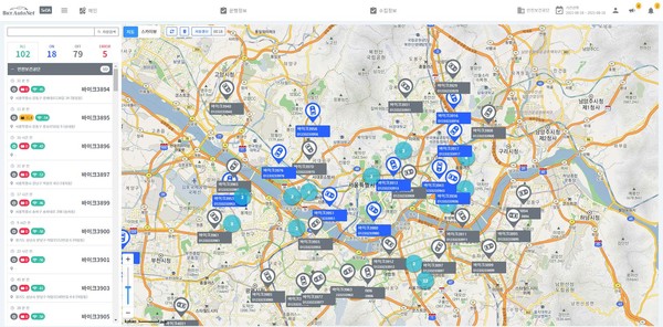 이륜차 실시간 모니터링 시스템 화면 (이미지 = 안전보건공단 제공)