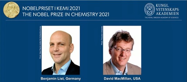 2021년도 노벨 화학상 수상자.2021.10.6 / 출처=[노벨위원회 발표화면 캡처]