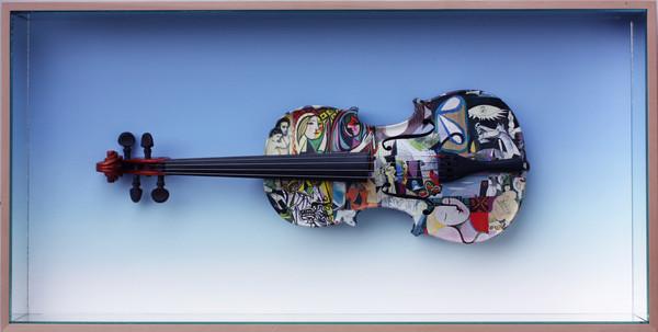 한만영, Reproduction of time-Picasso.V, 82x42x8cm, Acrylic in Box & Object on Collage