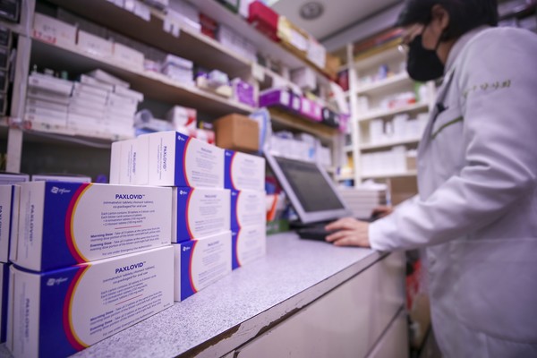 4일 서울시내 한 약국에서 약사가 경구용 코로나19 치료제 '팍스로비드'를 확인하고 있다. 2022.01.14 / 사진=[뉴시스]