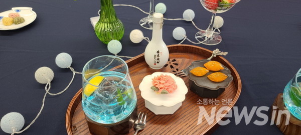 안동미식여행에 전시된 안동 전통주(사진=정경호 기자)