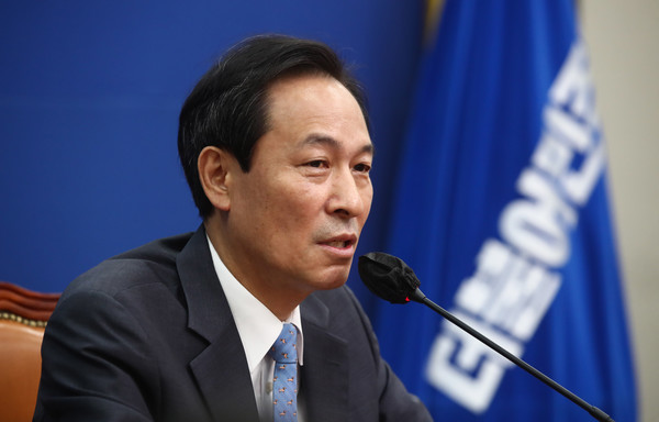 우상호 더불어민주당 비상대책위원장이 26일 서울 여의도 국회에서 열린 기자간담회에서 발언하고 있다.2022.06.26 / 사진=[공동취재사진]