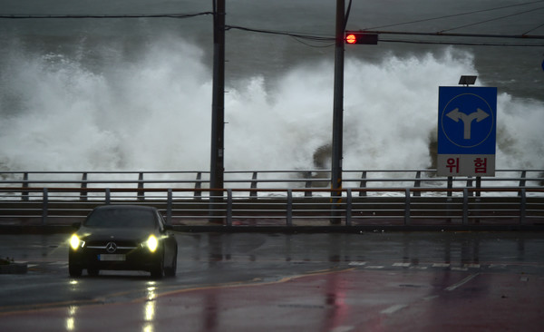 제14호 태풍 '난마돌'의 북상으로 태풍경보가 발효된 19일 오전 경북 포항시 남구 구룡포읍 해안가에 거친 파도가 몰아치고 있다. 2022.09.19 / 사진=[뉴시스]