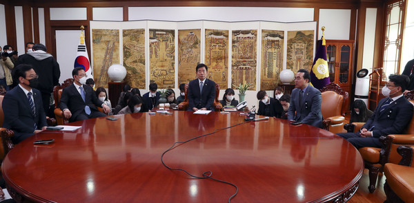 주호영 국민의힘 원내대표가 7일 오전 서울 여의도 국회에서 열린 김진표 국회의장 주재 교섭단체 원내대표 회동에 참석해 발언하고 있다. 2022.11.07 / 사진=[뉴시스]