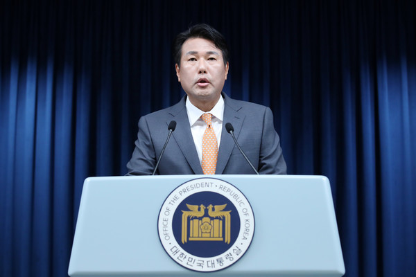 김태효 국가안보실 1차장이 6일 서울 용산 대통령실 청사에서 윤석열 대통령의 리투아니아 북대서양조약기구(NATO·나토) 정상회의 참석 및 폴란드 방문 관련 브리핑을 하고 있다. 2023.07.06