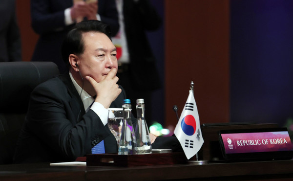 윤석열 대통령이 7일(현지시간) 자카르타 컨벤션 센터(JCC)에서 열린 동아시아정상회의(EAS)에 참석해 있다. (공동취재) 2023.09.07.