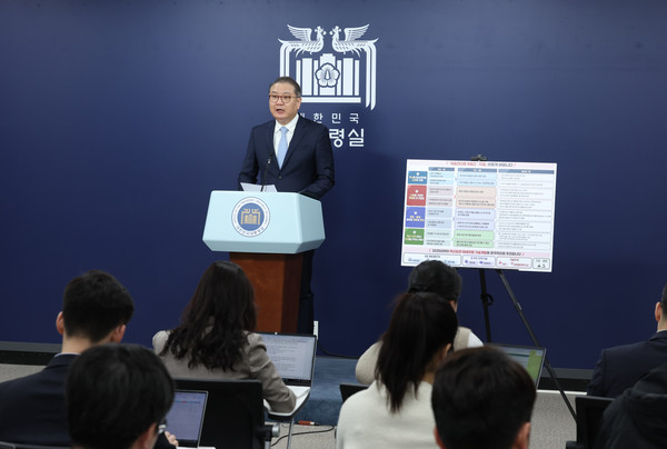 박상욱 대통령실 과학기술수석비서관이 3일 서울 용산 대통령실 청사에서 R&D 개혁 등 관련 브리핑을 하고 있다. 2024.04.03.