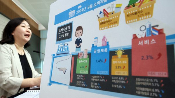 공미숙 통계청 경제동향통계심의관이 3일 세종시 정부세종청사에서 2024년 8월 소비자물가동향을 발표하고 있다. 지난달 소비자물가지수는 전월대비 0.4%, 전년동월대비 2.0% 오른 것으로 나타났다. 2024.09.03.