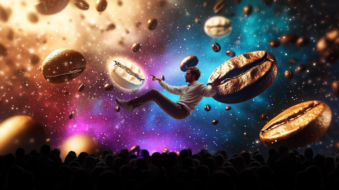 사진: 커피우주에 떠있는 주인공