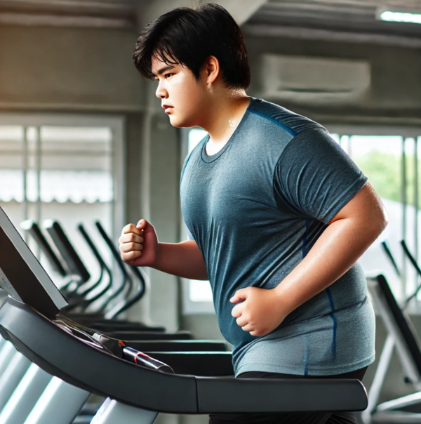 [사진설명] 한 남학생이 유산소 운동을 하고 있다 (출처 Chat GPT)