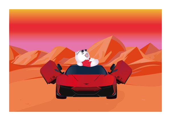 Nancy Lang. Bubble Coco Super Car Ⅶ. 84.1x59.4cm. Ultra Violet print on paper (Fabriano. Rosaspina 1652. Bianco. 220gsm. Made in Italy). 2024