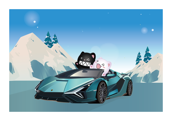 Nancy Lang. Bubble Coco Super Car XI. 84.1x59.4cm. Ultra Violet print on paper (Fabriano. Rosaspina 1652. Bianco. 220gsm. Made in Italy). 2024