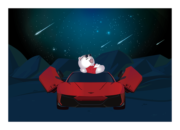 Nancy Lang. Bubble Coco Super Car XIII. 78.8x109cm. Ultra Violet print on paper (Legion. Coventry Rag. White. 320gsm. Made in U.S.A.). 2024