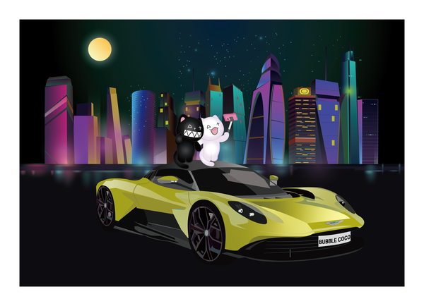 Nancy Lang. Bubble Coco Super Car XVIII. 78.8x109cm. Ultra Violet print on paper (Legion. Coventry Rag. White. 320gsm. Made in U.S.A.). 2024