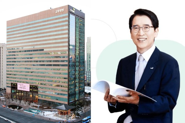 교보생명 광화문 본사(왼쪽)와 교보생명 신창재 회장.