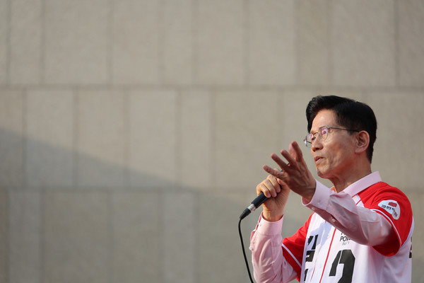 김문수 국민의힘 대선 후보가 20일 경기 스타필드 하남에서 유세를 하고 있다. (공동취재) 2025.05.20.