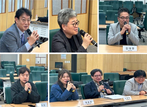 사진 = 이우종(K-문화강국위원회 수석부위원장), 원승환(K-문화강국위원회 부위원장), 김대현(한국작가회의), 백재호(한국독립영화협회), 정윤희(블랙리스트 이후), 이동연(문화연대), 하장호(문화연대)(왼쪽부터) / 사진_ K-문화강국위원회 제공