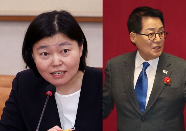왼쪽부터 임은정 검사, 박지원 더불어민주당 의원. (출처=뉴시스)