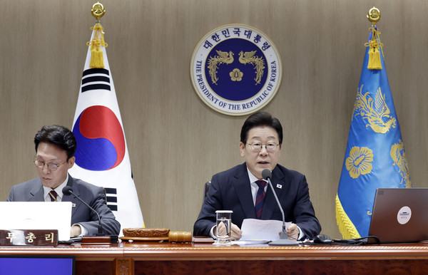 이재명 대통령이 5일 서울 용산 대통령실 청사에서 열린 국무회의에서 발언하고 있다. 2025.07.05.