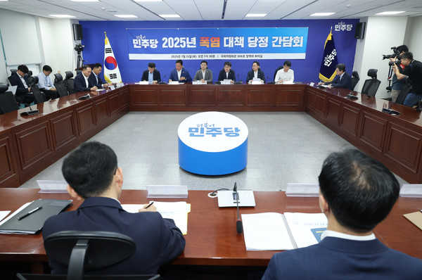 진성준 더불어민주당 정책위의장이 15일 서울 여의도 국회 의원회관에서 열린 2025년 폭염 대책 당정 간담회에서 발언하고 있다. 2025.07.15.