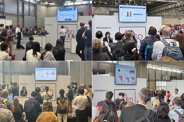 한미약품 R&D센터 연구원들이 15일 오스트리아 비엔나에서 열린 유럽당뇨병학회(EASD 2025)에서 차세대 비만치료 삼중작용제 HM15275와 신개념 비만치료제 HM17321, 경구용 비만치료제 HM101460의 주요 연구 내용을 토대로 참석자들에게 설명하고 있다.